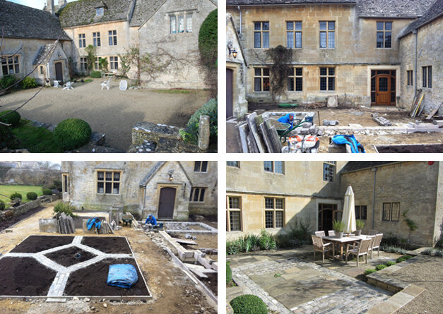 A courtyard garden during construction